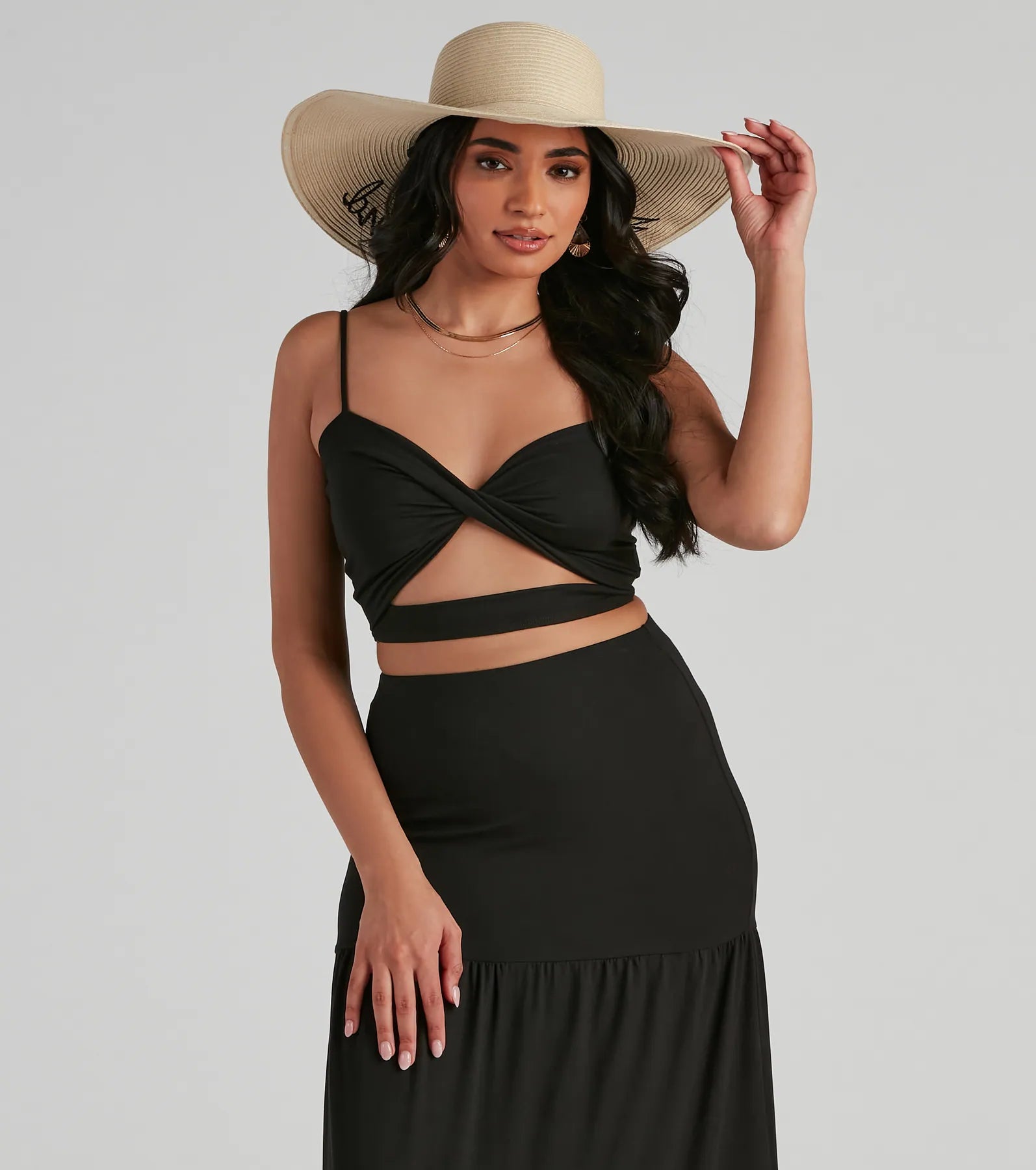 Let's Get Together Twist Crop Top Beaded Sequined Faux Fur