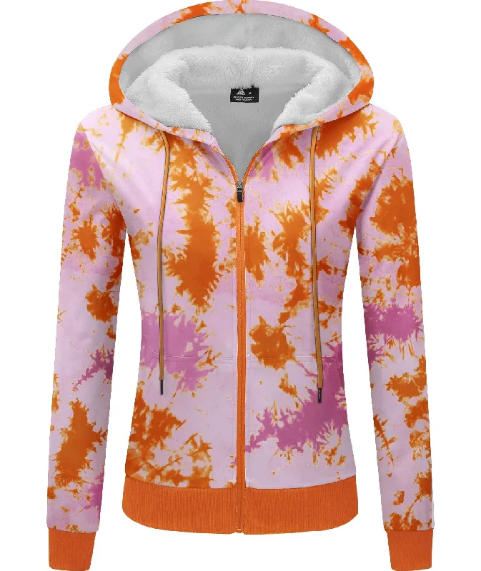 Women's Fleece Printed Zipper Style Hoodie-ZPK006161 Oversized Hoodie Comfort Casual
