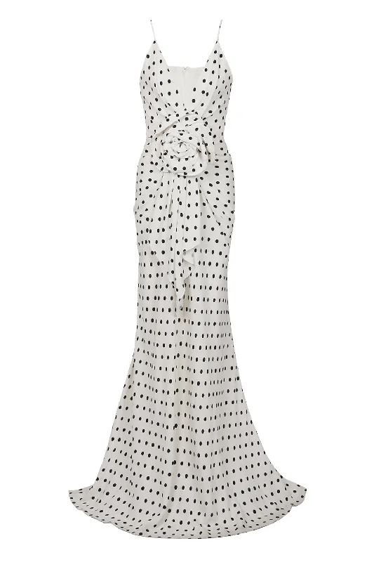 POLKA DOT LONG DRESS Pencil Office Professional