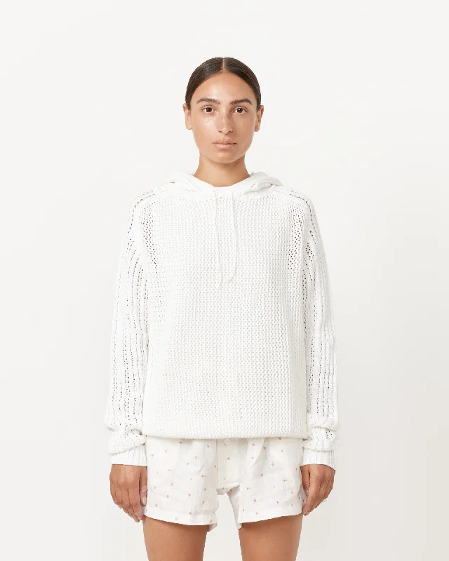 Bridget Hoodie in White Hoodie with Strings Custom Fit Adjustable