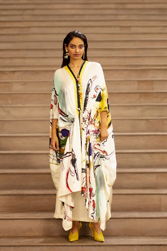 Graphic Drawstring Cape With Skirt chiffon skirt lightweight