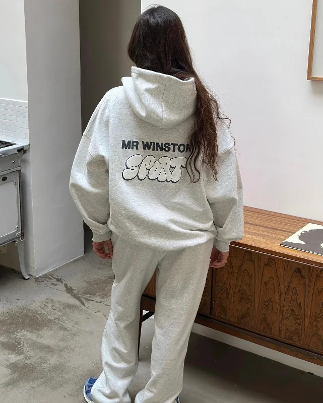 Mr Winston Puff Hoodie 'Grey Marle' Hooded Sweatshirt Casual Wear Street Style