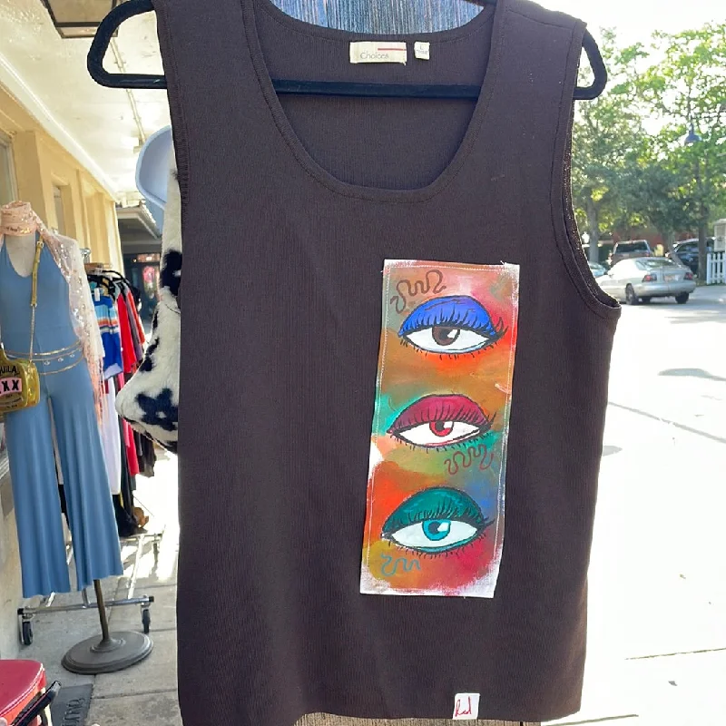 Red By Design #132 Eye See The Future Brown Tank peach tank top