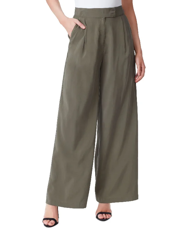 Women's Melba Pleated Wide-Leg Trousers High Waist Slim Fit Ankle Length