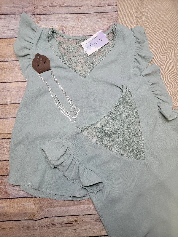 Green Lace Back Tank trendy tank top