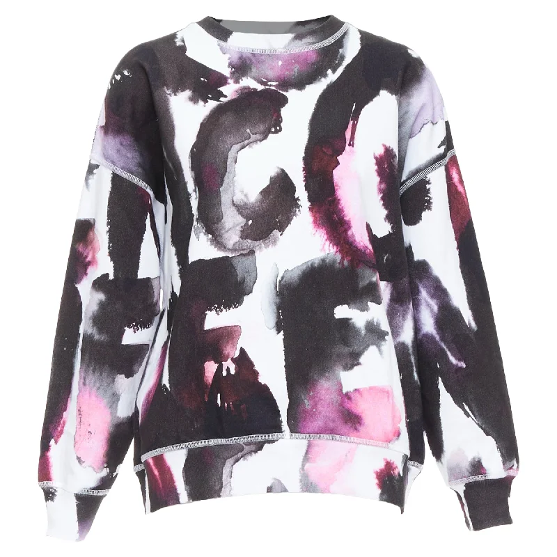 Alexander McQueen logo watercolor print long sleeve crew sweater Zippered Buttoned Snapped Alexander McQueen logo watercolor print long sleeve crew sweater Zippered Buttoned Snapped