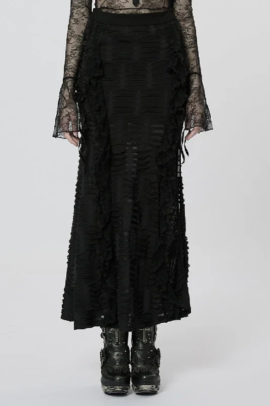 Black Wave Three-Dimensional Lace Ripped Women's Gothic Skirt lightweight skirt design