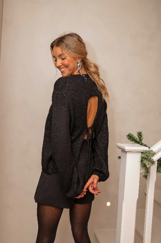 Black Mika Sweater Tailored Straight A-Line