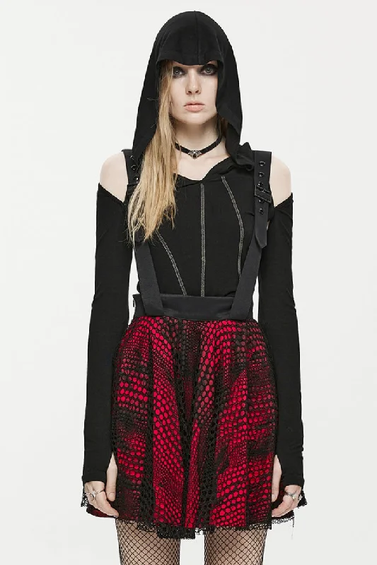 Red Double-Layer Hollow Stitching Lace Mesh Women's Gothic Skirt linen skirt relaxed Red Double-Layer Hollow Stitching Lace Mesh Women's Gothic Skirt linen skirt relaxed