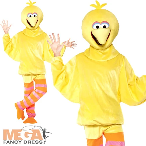 Mens & Ladies Big Bird Sesame Street Yellow Bird 80s Fancy Dress TV Costume Tunics Leisure comfortable