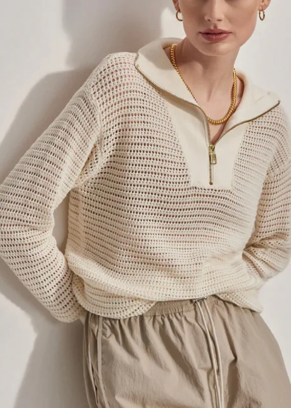 Billie Half Zip Sweater Wool Fabric Cashmere Fabric Tweed Fabric