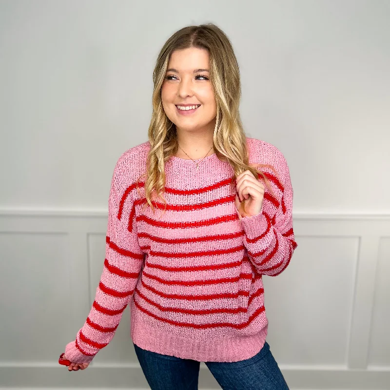 Sudden Attraction Knit Long Sleeve Pink Avery Mae Sweater Top Lightweight Heavyweight Midweight