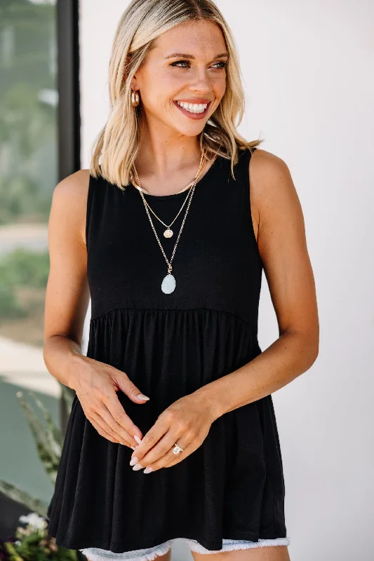 Better With You Black Babydoll Tank long tank top