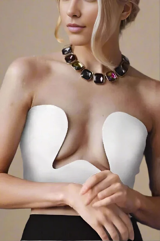 Mika Bandage Crop Top - Pearl White Boxy Fit Fitted Loose
