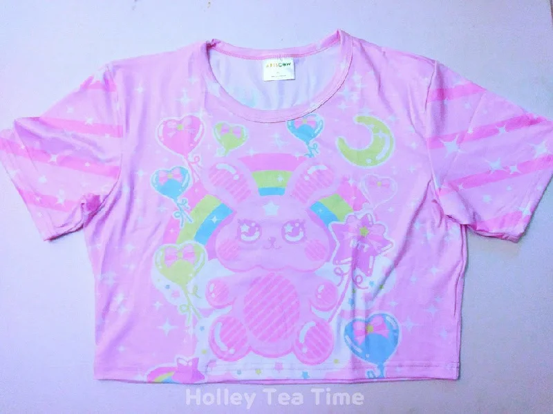 Bubblegum Bunny Pink Cotton Crop Top [made to order] Rayon Velvet Corduroy