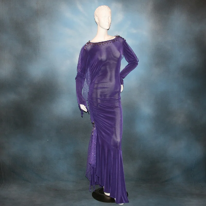 Purple Latin-Rhythm-Tango Dress-Charming Elegance Tunics Short Trendy