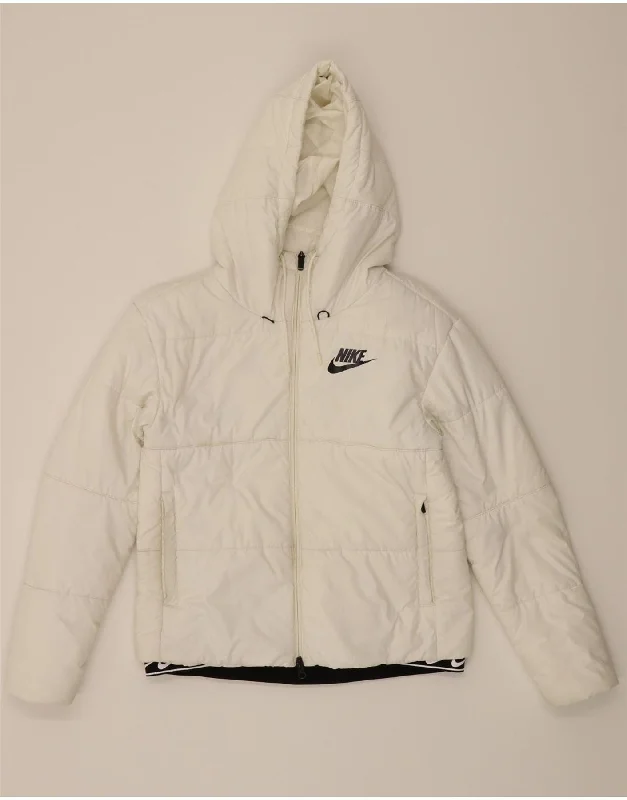 NIKE Womens Graphic Hooded Padded Jacket UK 10 Small White Polyester Faux Fur Jacket Real Fur Jacket Shearling Jacket NIKE Womens Graphic Hooded Padded Jacket UK 10 Small White Polyester Faux Fur Jacket Real Fur Jacket Shearling Jacket