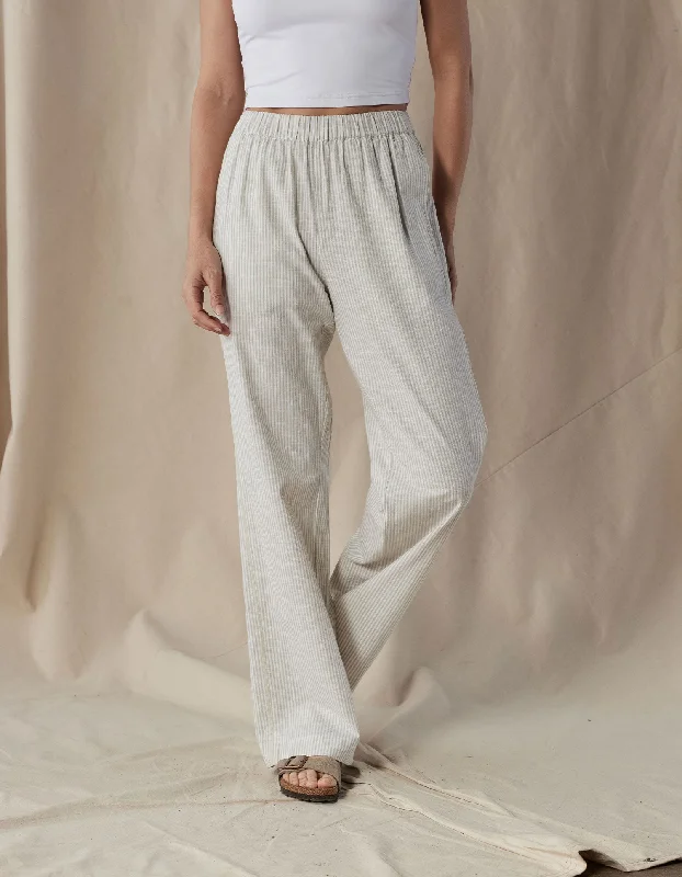 Lived-In Cotton Trouser in Jute Railroad Stripe Trousers Yoga Stretchy