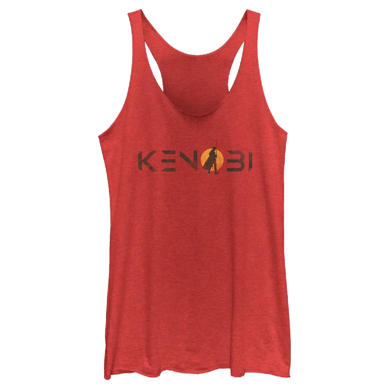 Women's Star Wars: Obi-Wan Kenobi Vintage Silhouette Kenobi Sunset Racerback Tank Top gold tank top