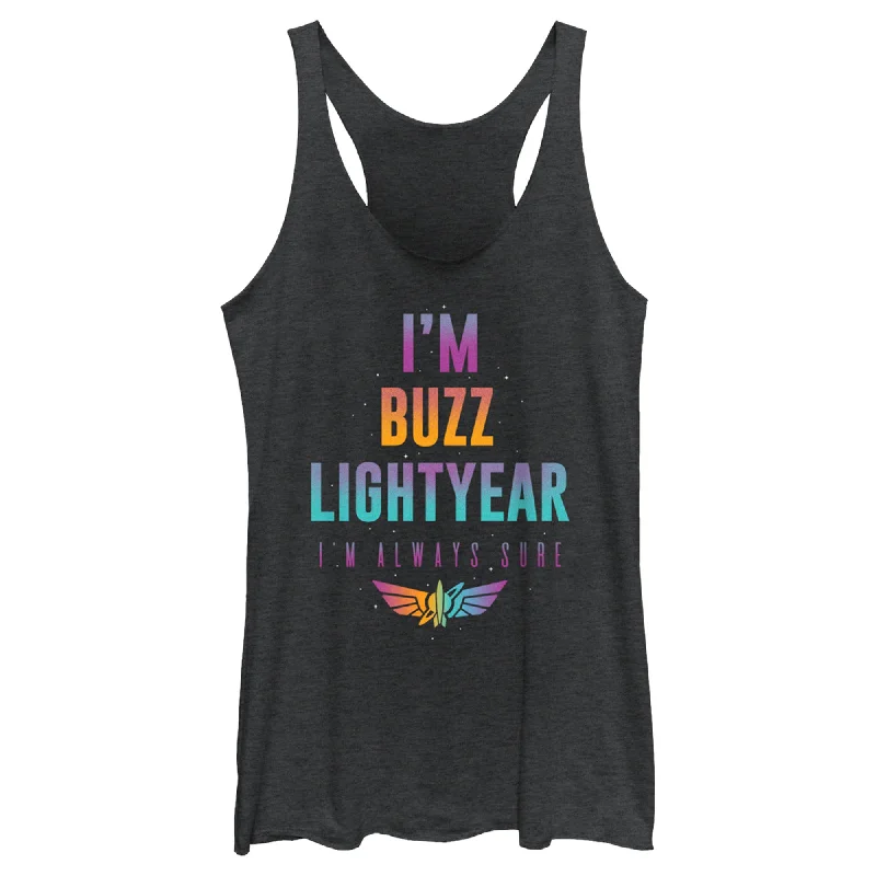 Women's Lightyear I'm Buzz Lightyear I'm Always Sure Racerback Tank Top playful tank top