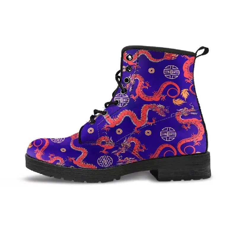Blue Chinese Dragon Hoodie Women's Boots Hoodie with Crew Neck Simple Timeless