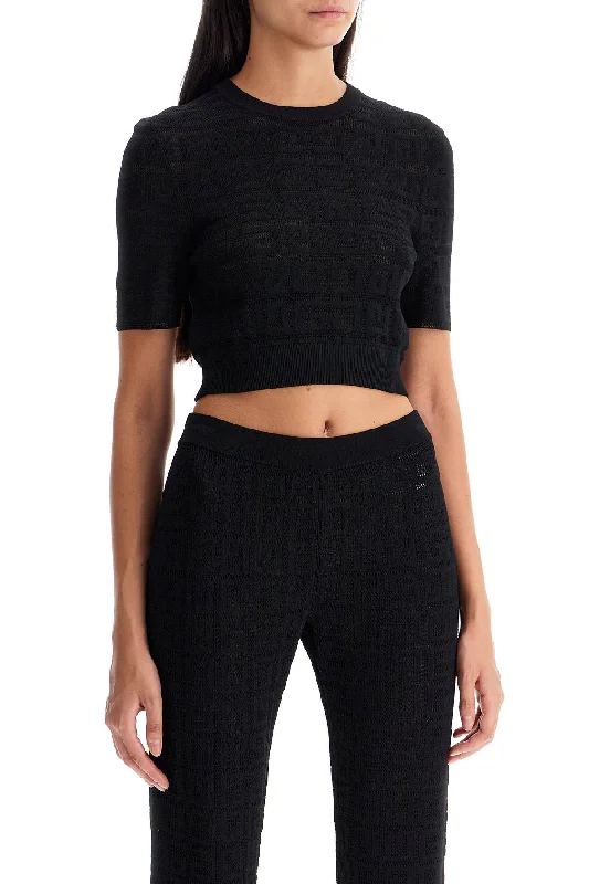 Givenchy 4G Knit Crop Top In Fleece Fabric Down Fabric Feather Fabric