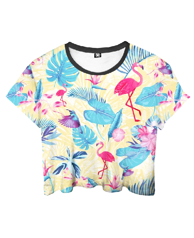 Island Life Crop Top Fleece Fabric Down Fabric Feather Fabric