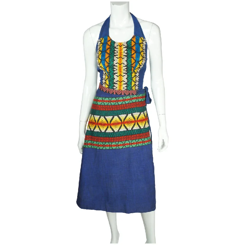 Vintage 1970s Halter Top & Skirt Set Guatemalan Woven Embroidery Cotton Linen M denim skirt trendy