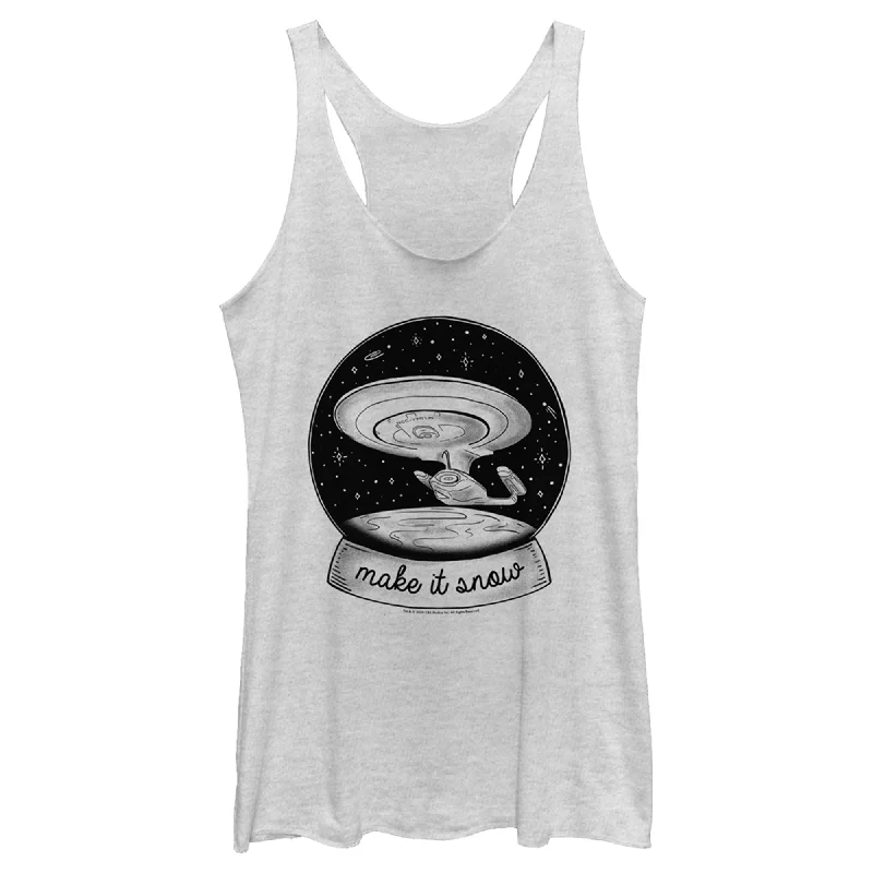 Women's Star Trek: The Next Generation USS Enterprise Captain Picard Make It Snow Racerback Tank Top sheer tank top