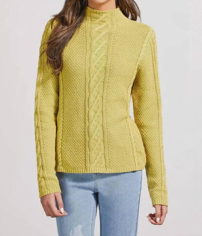 Funnel Neck Sweater In Pistachio Nylon Fabric Polyester Fabric Spandex Fabric