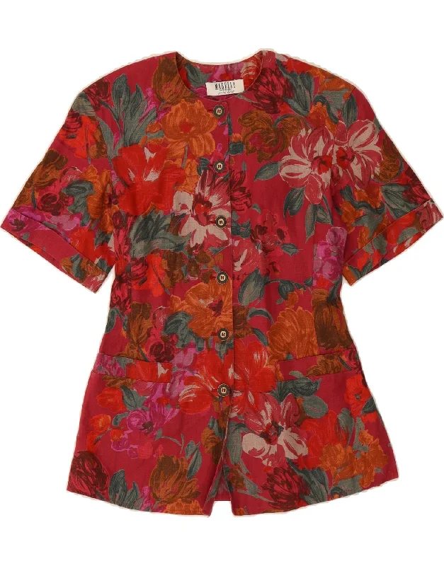 MARELLA Womens 6 Button Short Sleeve Blazer Jacket UK 14 Medium Red Floral Cotton Jacket Linen Jacket Terry Jacket MARELLA Womens 6 Button Short Sleeve Blazer Jacket UK 14 Medium Red Floral Cotton Jacket Linen Jacket Terry Jacket