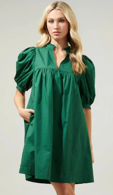 Green Highneck Dress Tunics Plaid country