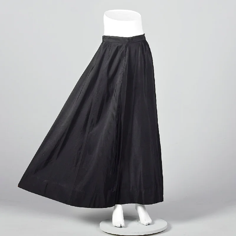 1950s Black Taffeta Maxi Skirt wrap skirt elegant