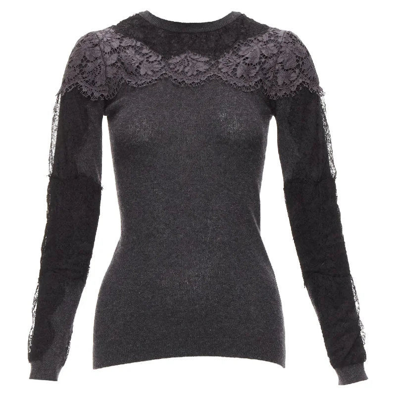 Valentino lace virgin wool cashmere crew neck sweater Collared Crew Neck Turtle Neck Valentino lace virgin wool cashmere crew neck sweater Collared Crew Neck Turtle Neck