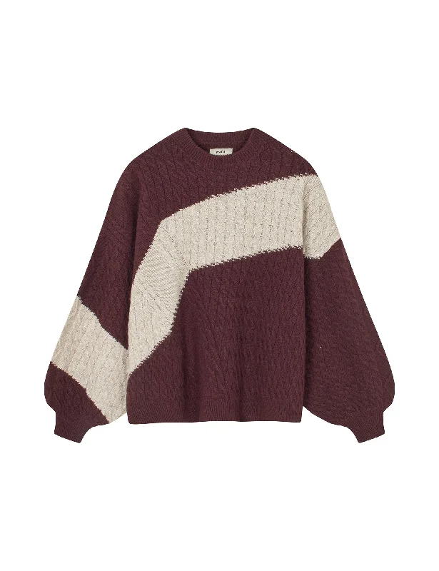 Recycled Wool Mix Rokko Block Sweater, Sassafras/Incense Chenille Brocade Lace
