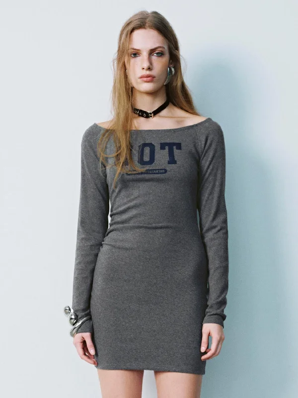 Long Sleeve Skinny-Fit Dresses Square Neckline Feminine