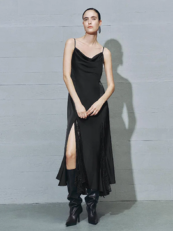Cami Split Hem A-Line Dresses Crew Neckline Casual