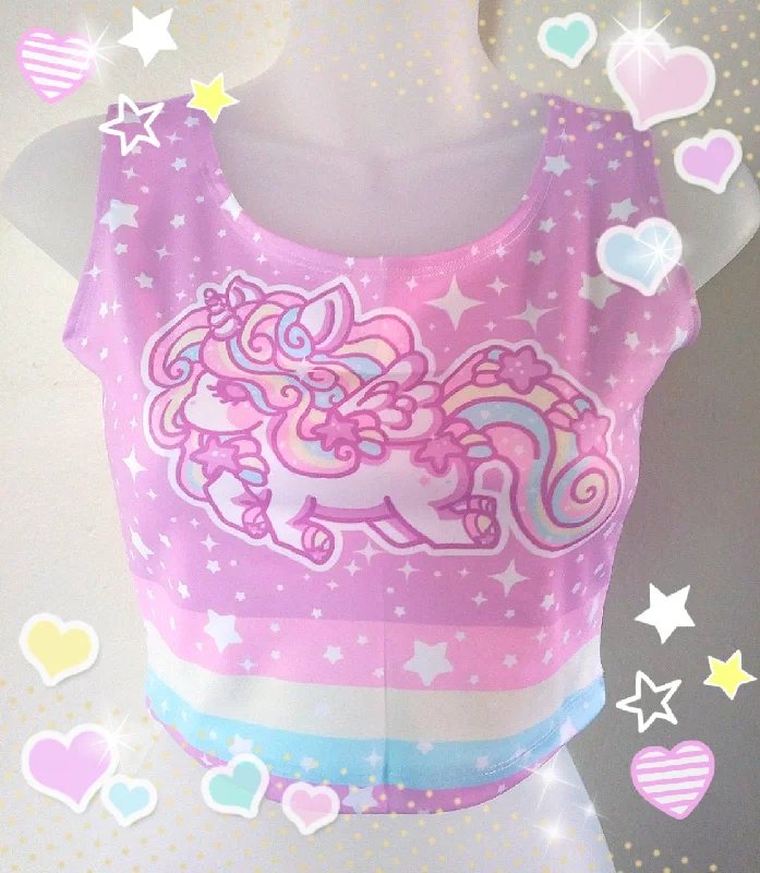 Rainbow Stardust Unicorn Crop Top [Made To Order] Anti-Shrink Durable Soft