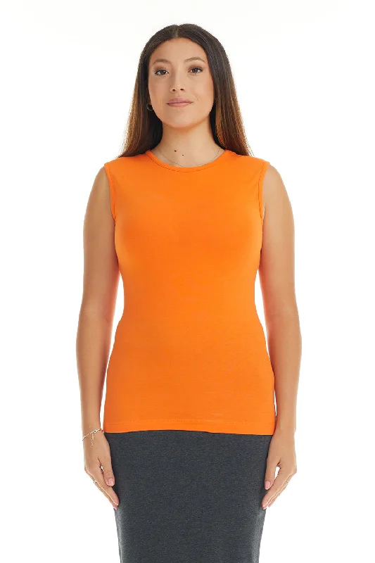Pumpkin Cotton Sleeveless Crewneck Tank top for Women bold tank top