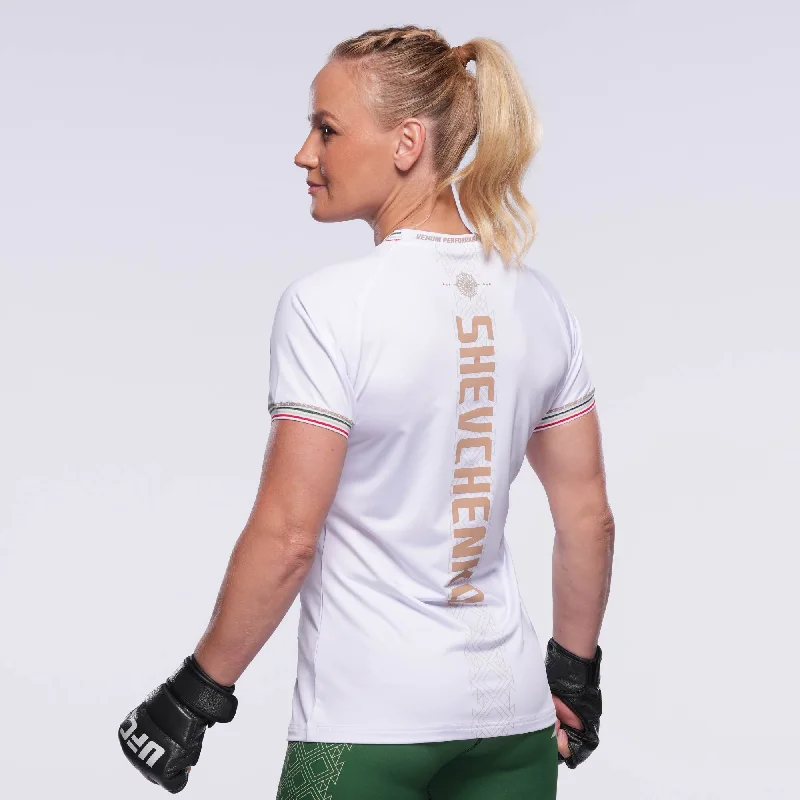 Noche UFC by Venum Fighters Authentic Fight Night Womens Walkout Jersey - Valentina Shevchenko -  White Classic Jersey Tee