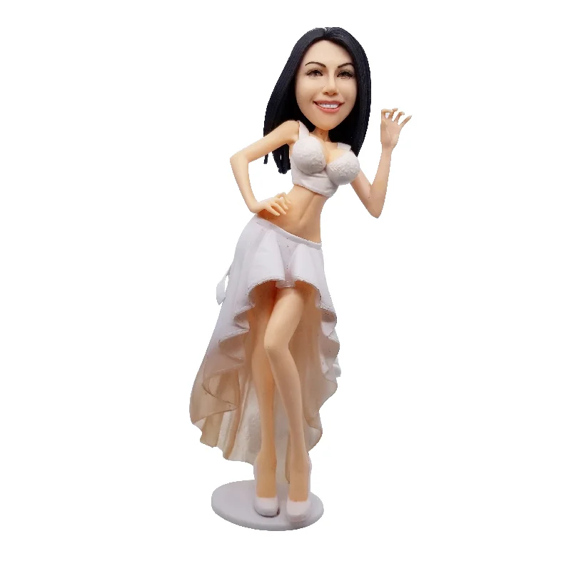 10IN Beautiful Girl in Long Skirt Customized Bobblehead Doll Restored to original price ($99.83) leather skirt refined