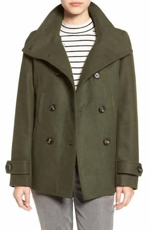 Double Breasted Peacoat Hunter Jacket In Green Elasticated Jacket Padded Jacket Insulated Jacket Double Breasted Peacoat Hunter Jacket In Green Elasticated Jacket Padded Jacket Insulated Jacket
