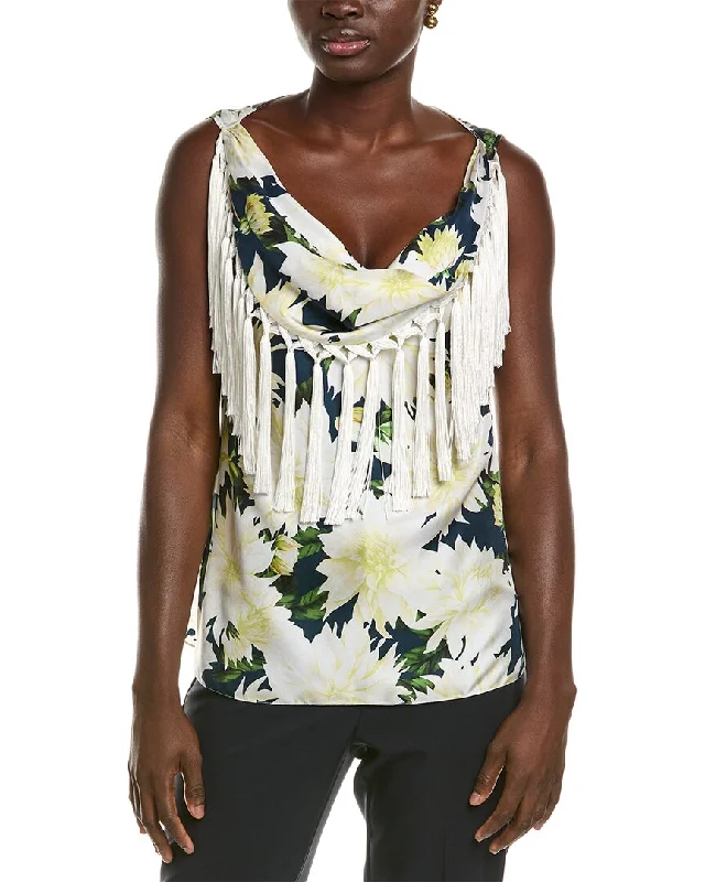 Oscar De La Renta Dahlia Silk Twill Tank boho tank top