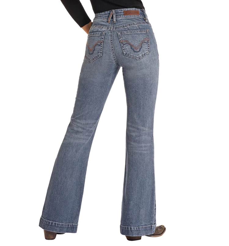 Rock & Roll Ladies High Rise Signature Embroidered Trousers - BW5HD05333 Trousers Hiking Durable