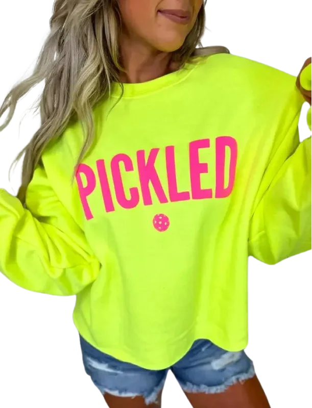 Pickled+Ball Cropped Fleece Sweatshirt Hoodie with Frayed Bohemian Relaxed