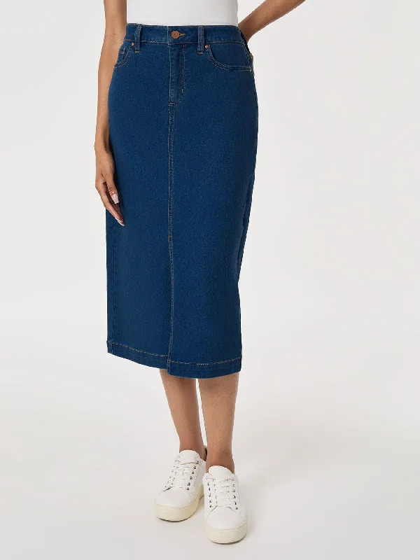 Midi Denim Front Slit Skirt, Phoenix Wash vintage skirt charm