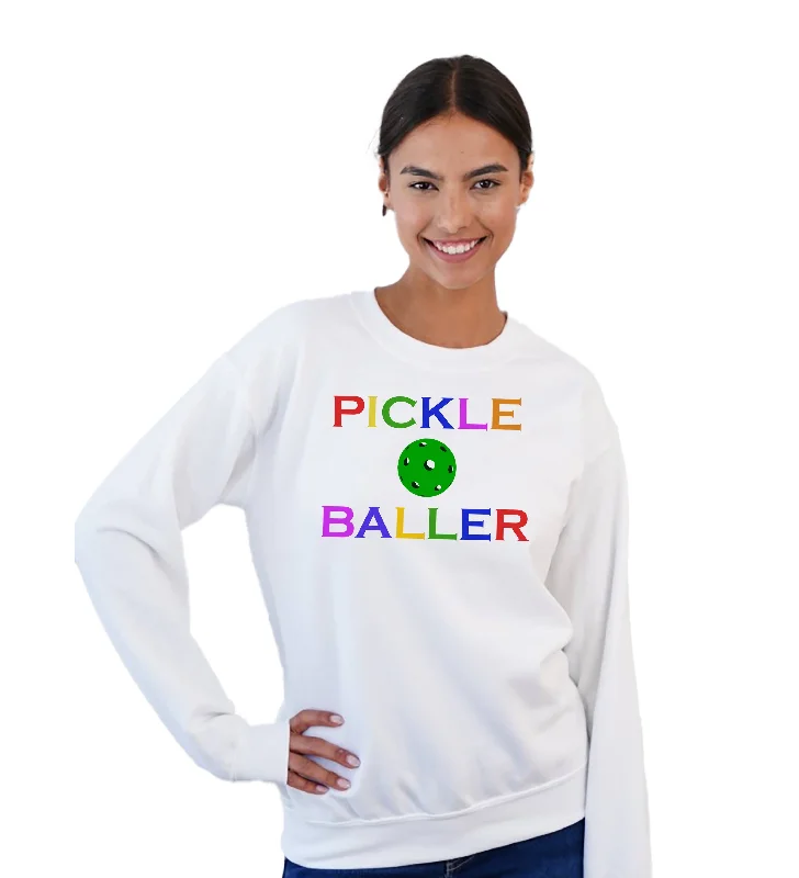 Rainbow Pickleball Sweatshirt Hoodie with Drop Shoulder Relaxed Streetwear