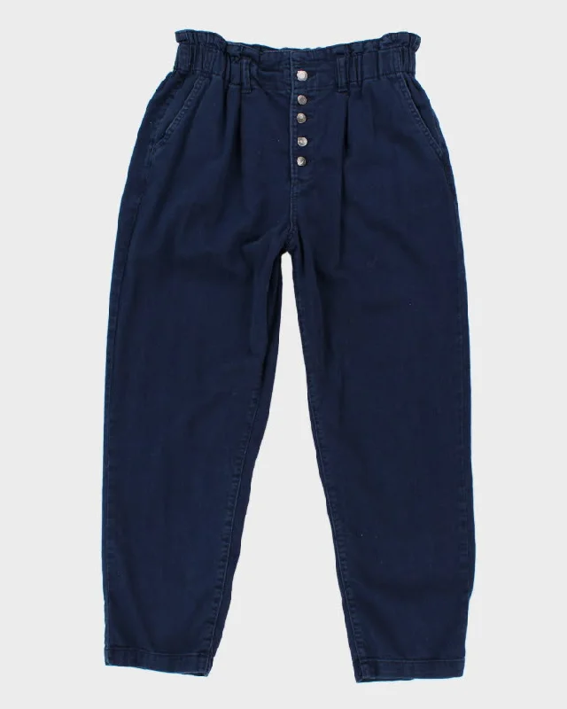 Women's Navy Paper bag Waist Trousers - W32 L26 Trousers luxurious premium