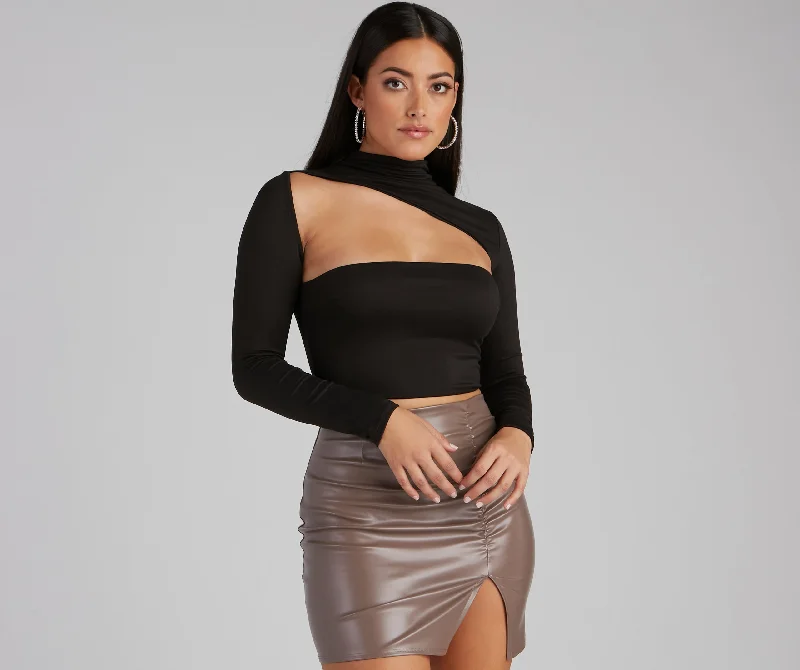 Make It Bold Cutout Crop Top Polka Dot Checkered Tartan