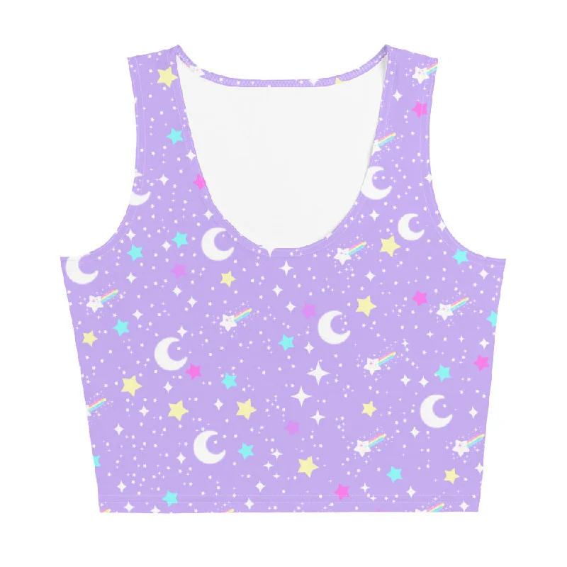 Starry Glitter Purple Crop Top Nylon Fabric Polyester Fabric Spandex Fabric